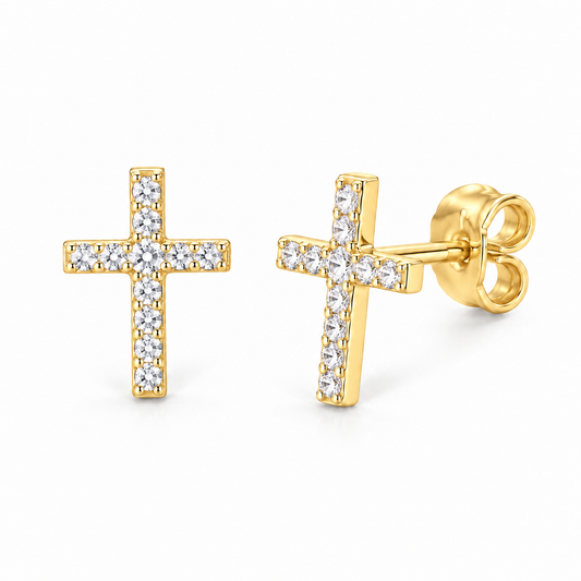 Sterling Silver Cross Stud Earring ECZ244077