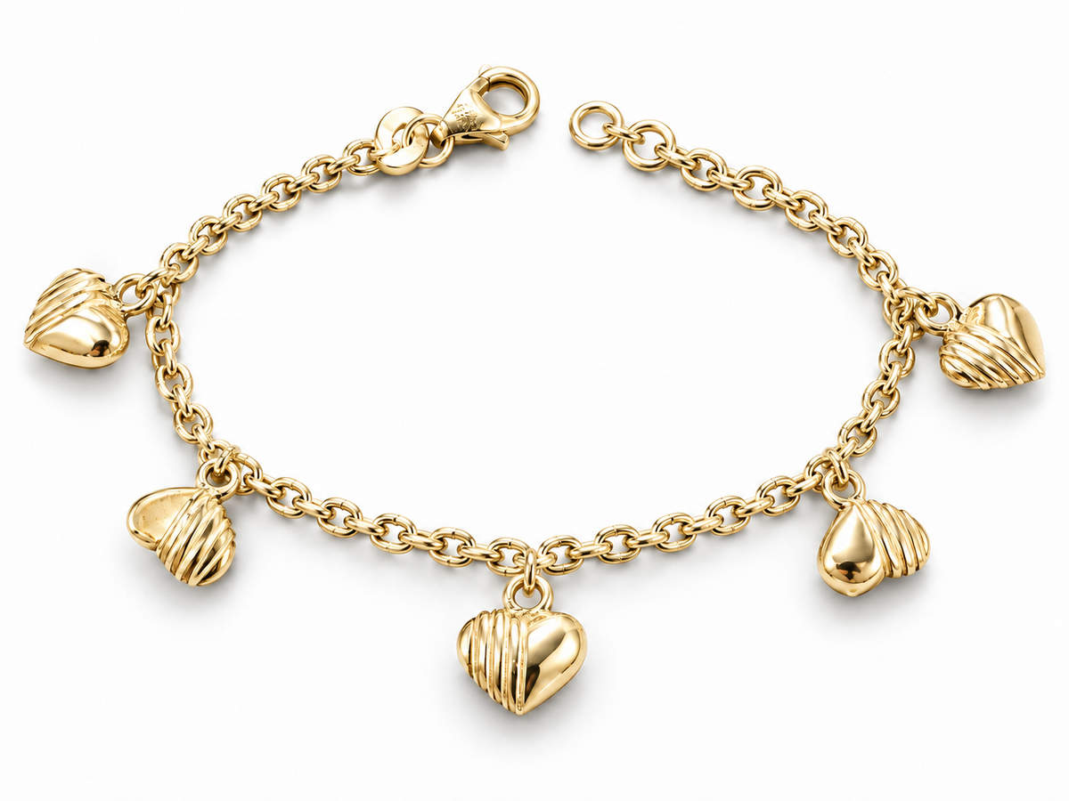 Sterling Silver 5.5"-6" Heart Charm Bracelet BCZ248451