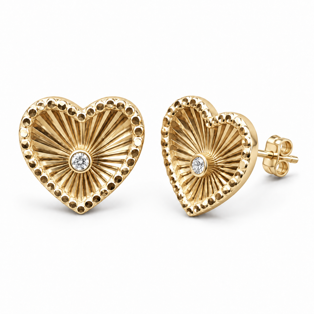 Sterling Silver Heart Stud Earring ECZ186486