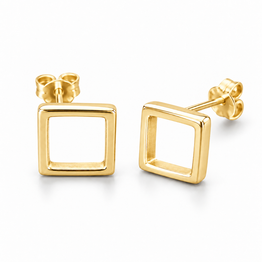 Sterling Silver Plain Square Stud Earring ECZ248388