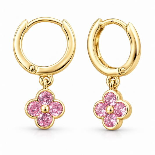 Sterling Silver Flowers Earring CZ Stone ECZ187016