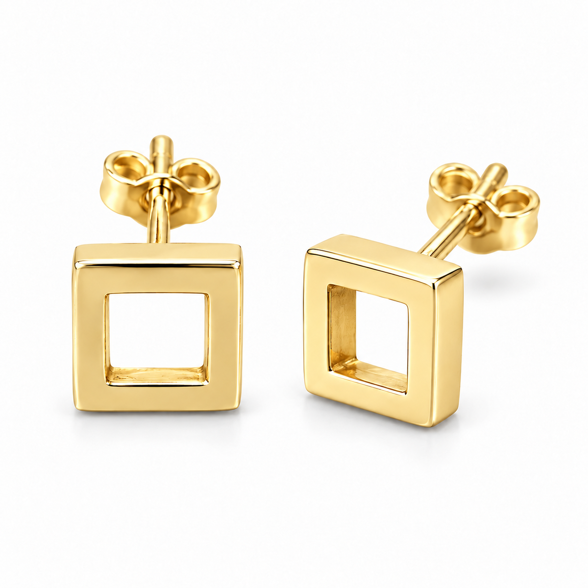 Sterling Silver Plain Square Stud Earring ECZ184743