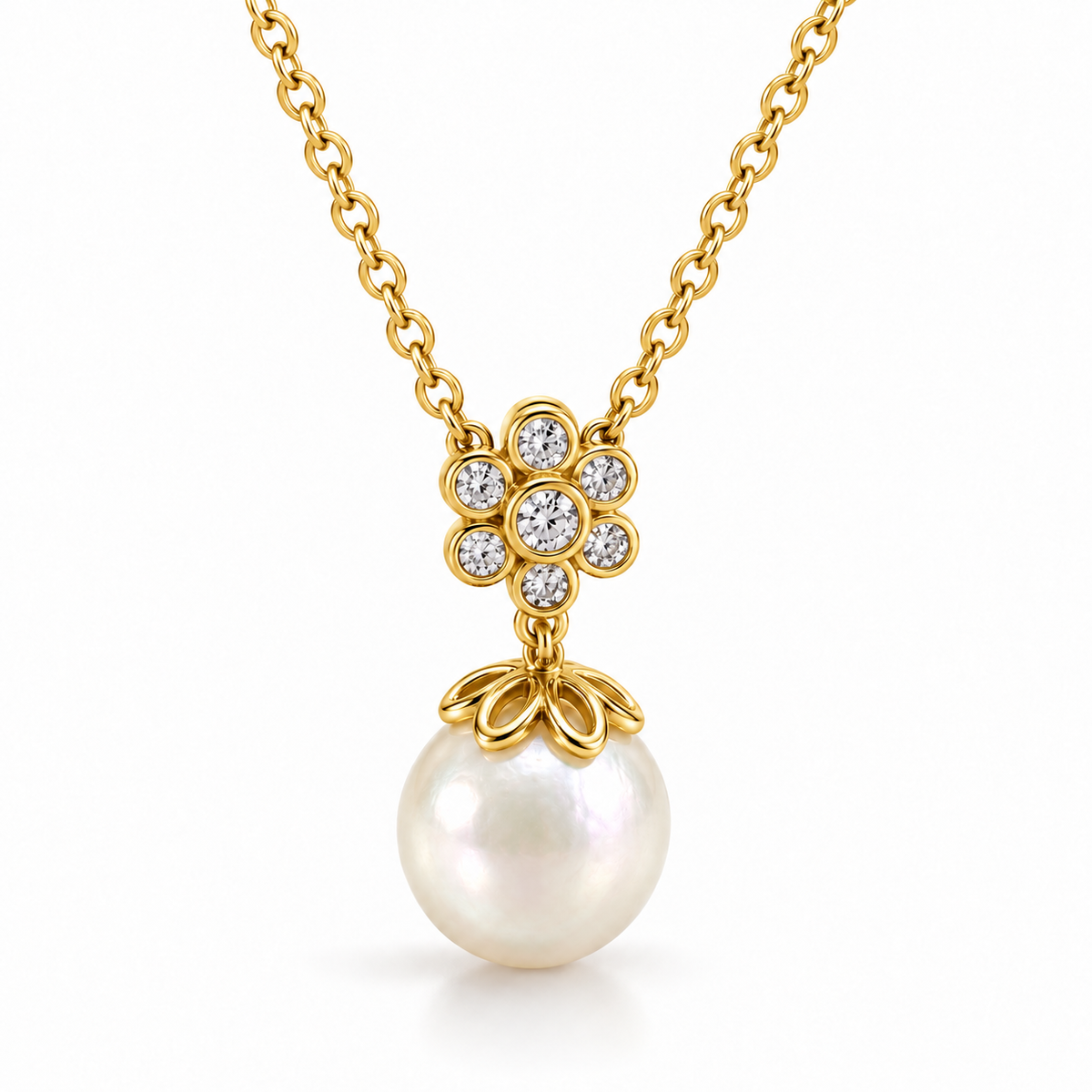 Sterling Silver Pearl Flower Necklace NCZ2607167