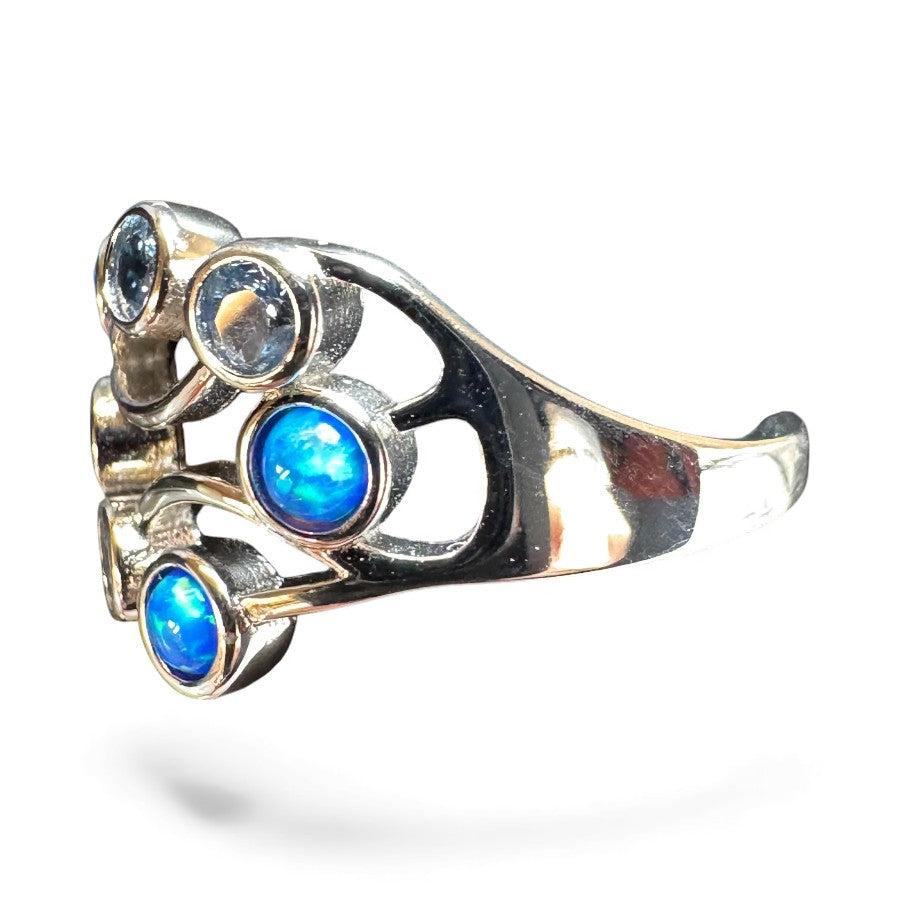 Sterling Silver Blue Opal Ring RCZ0559601
