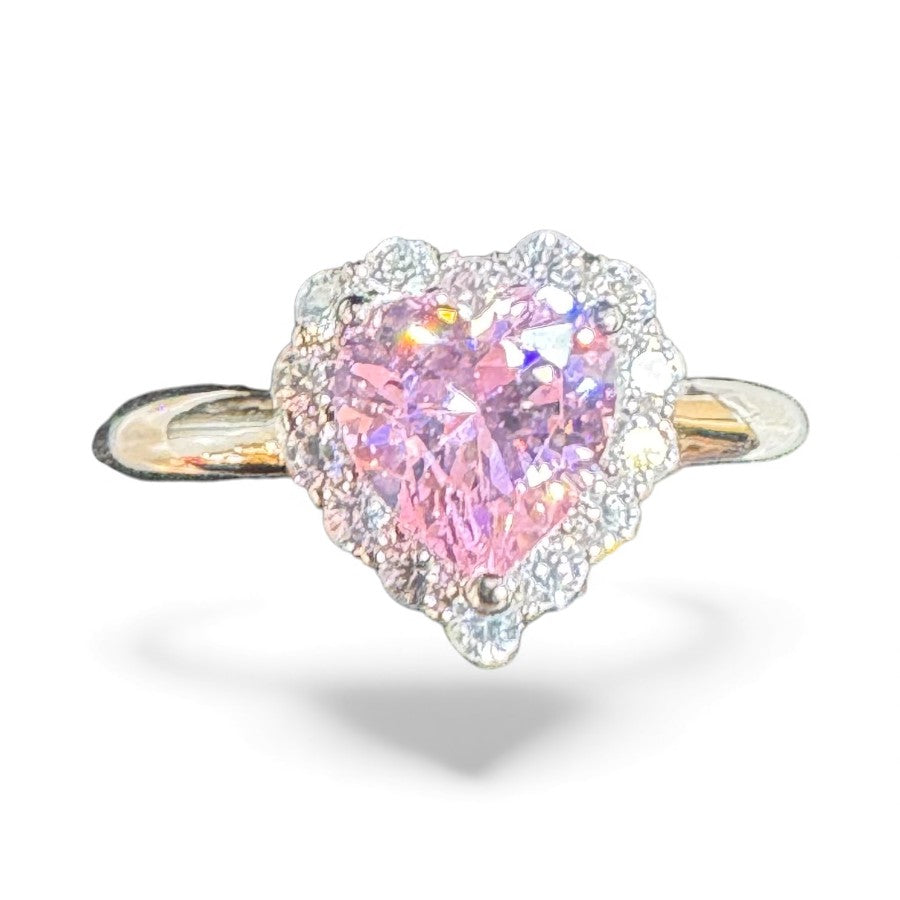 Sterling Silver Ring Pink CZ Stone RCZ10050