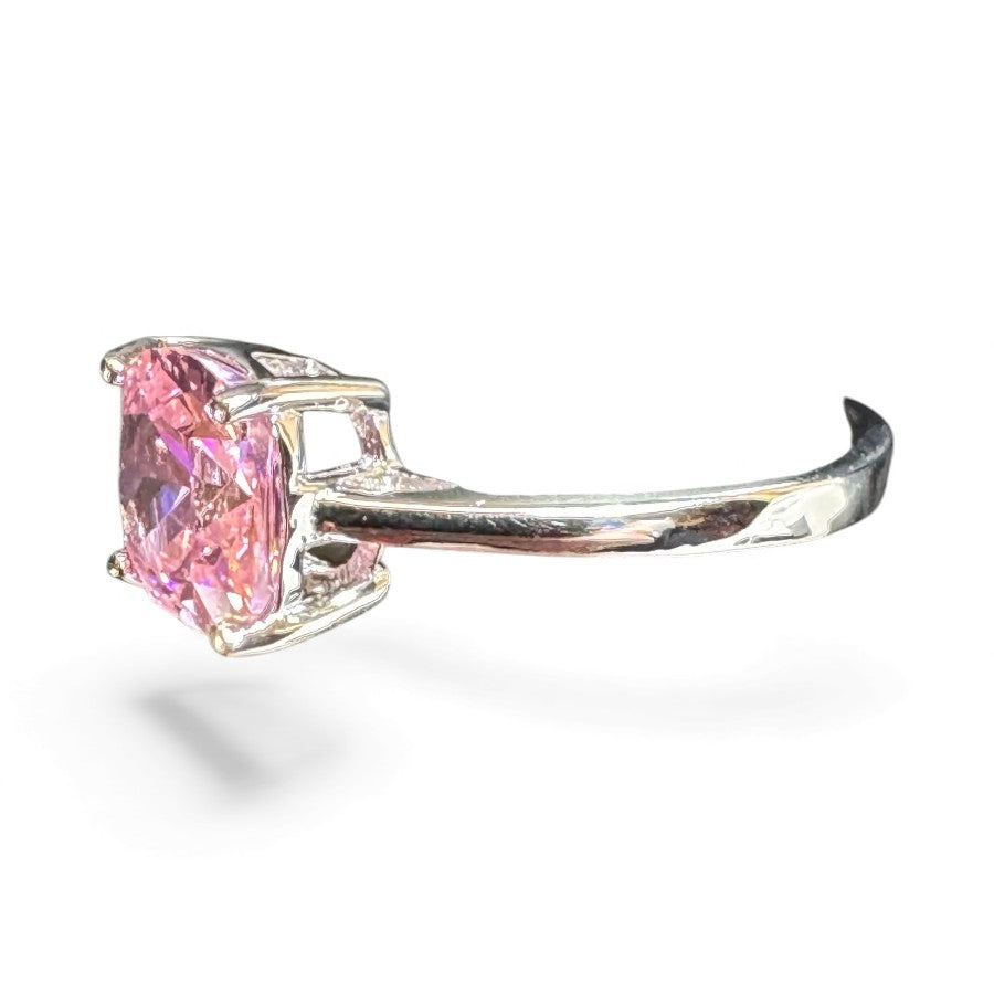 Sterling Silver Ring Pink CZ Stone RCZ10094