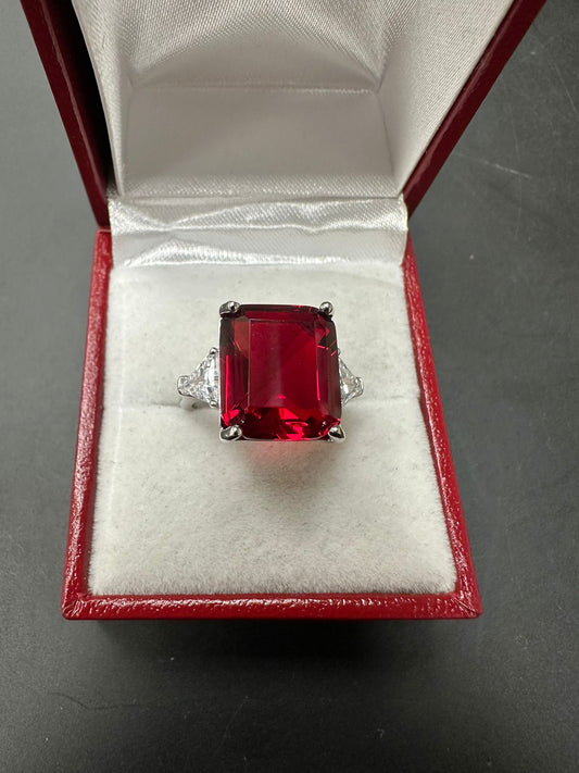 Sterling Silver Ring CZ 14x12 MM Stone RCZ2104