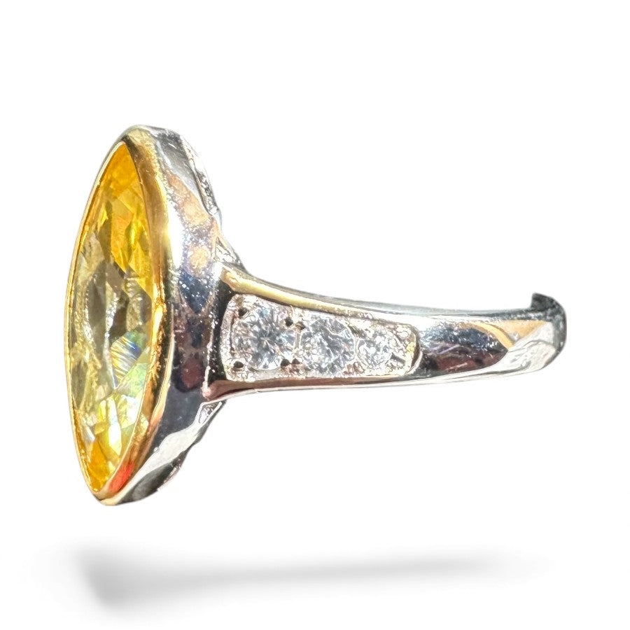 Sterling Silver Ring CZ Yellow Stone RCZ3305