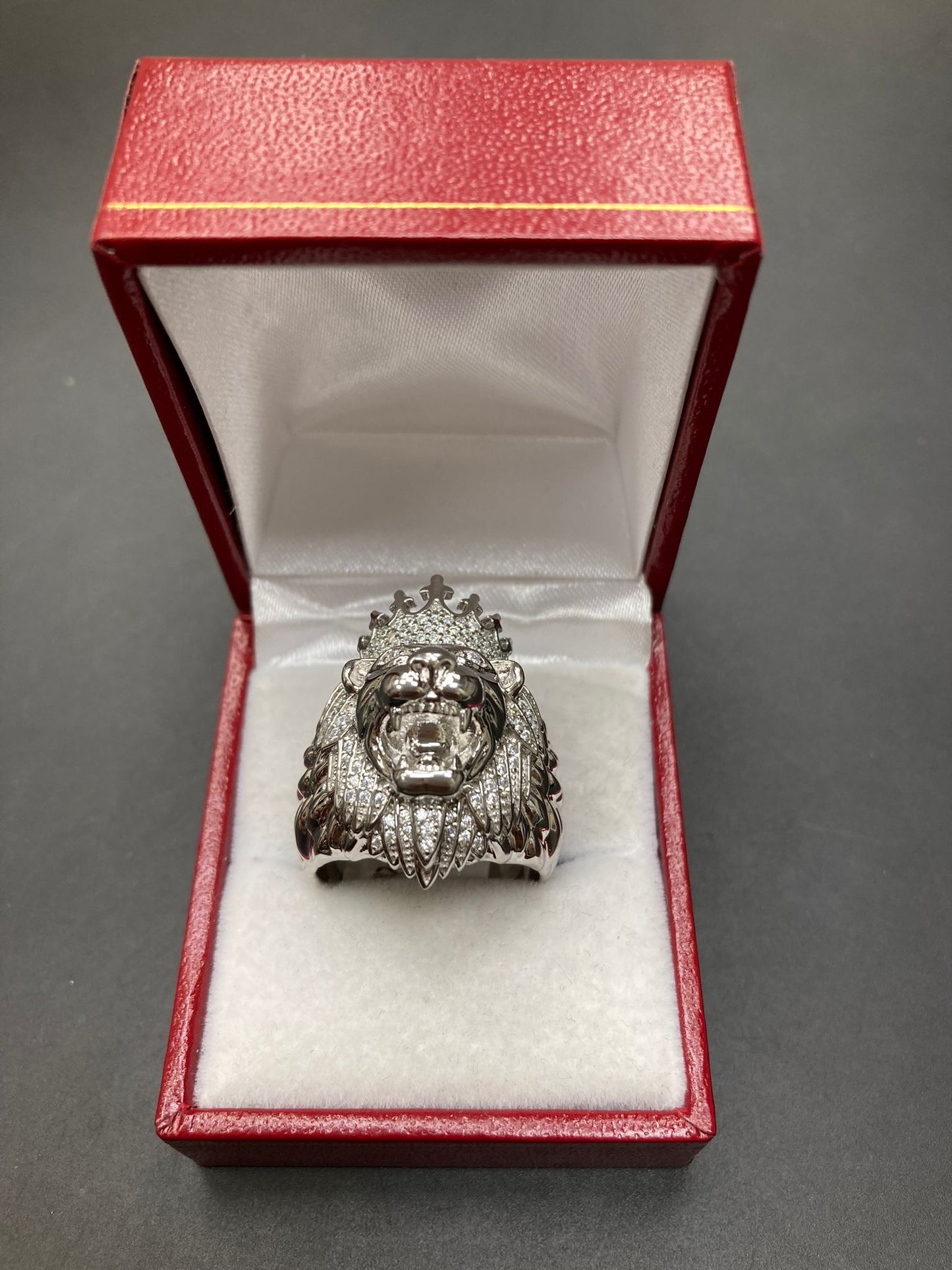 Sterling Silver Lion Ring CZ Stone RCZ3333