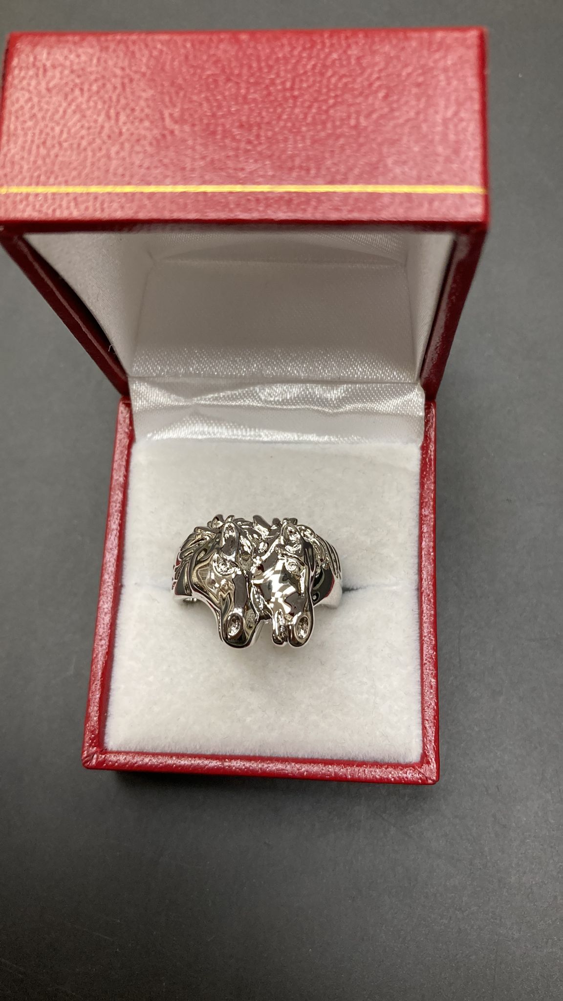 Sterling Silver Horse Ring CZ Stone RCZ3334