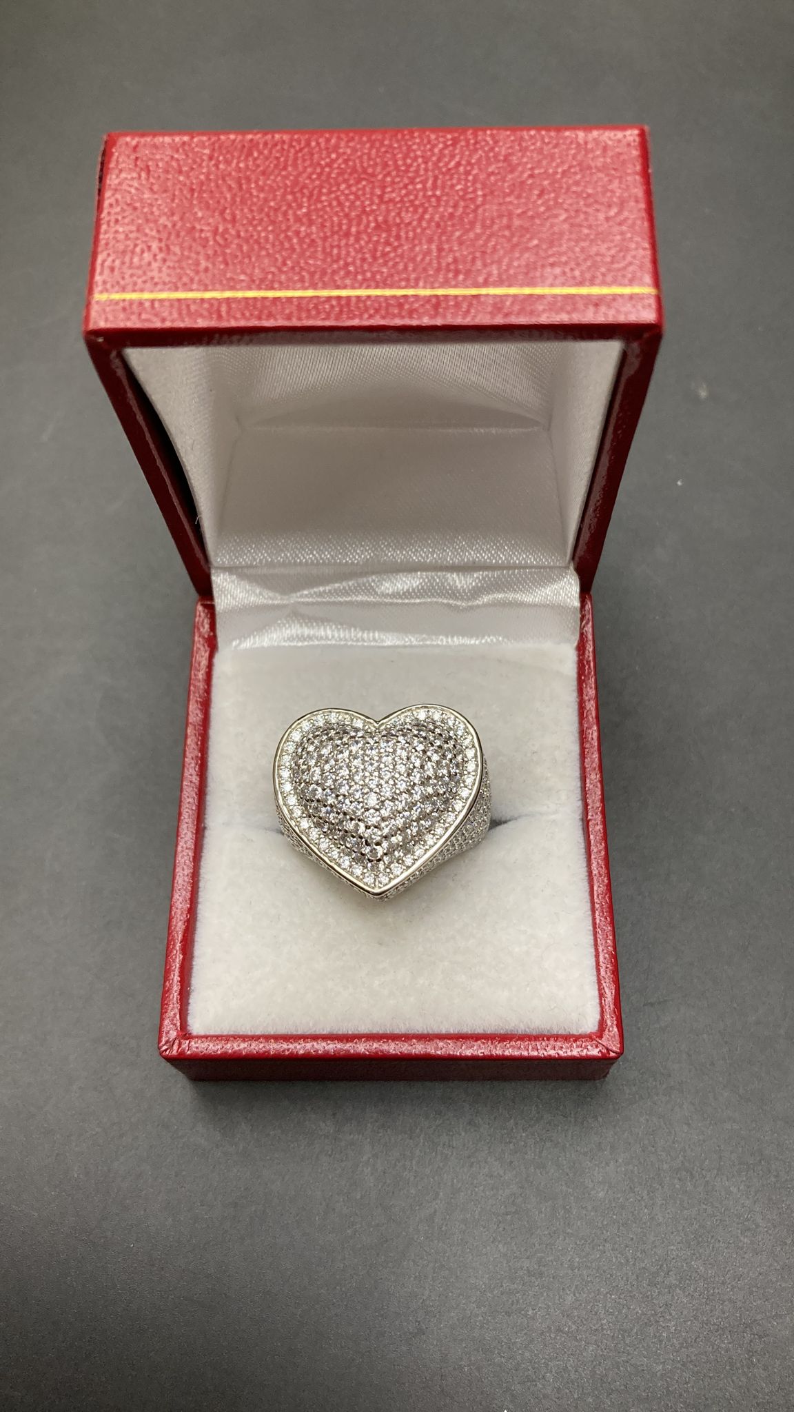 Sterling Silver Heart Shape Ring CZ Stone RCZ3343