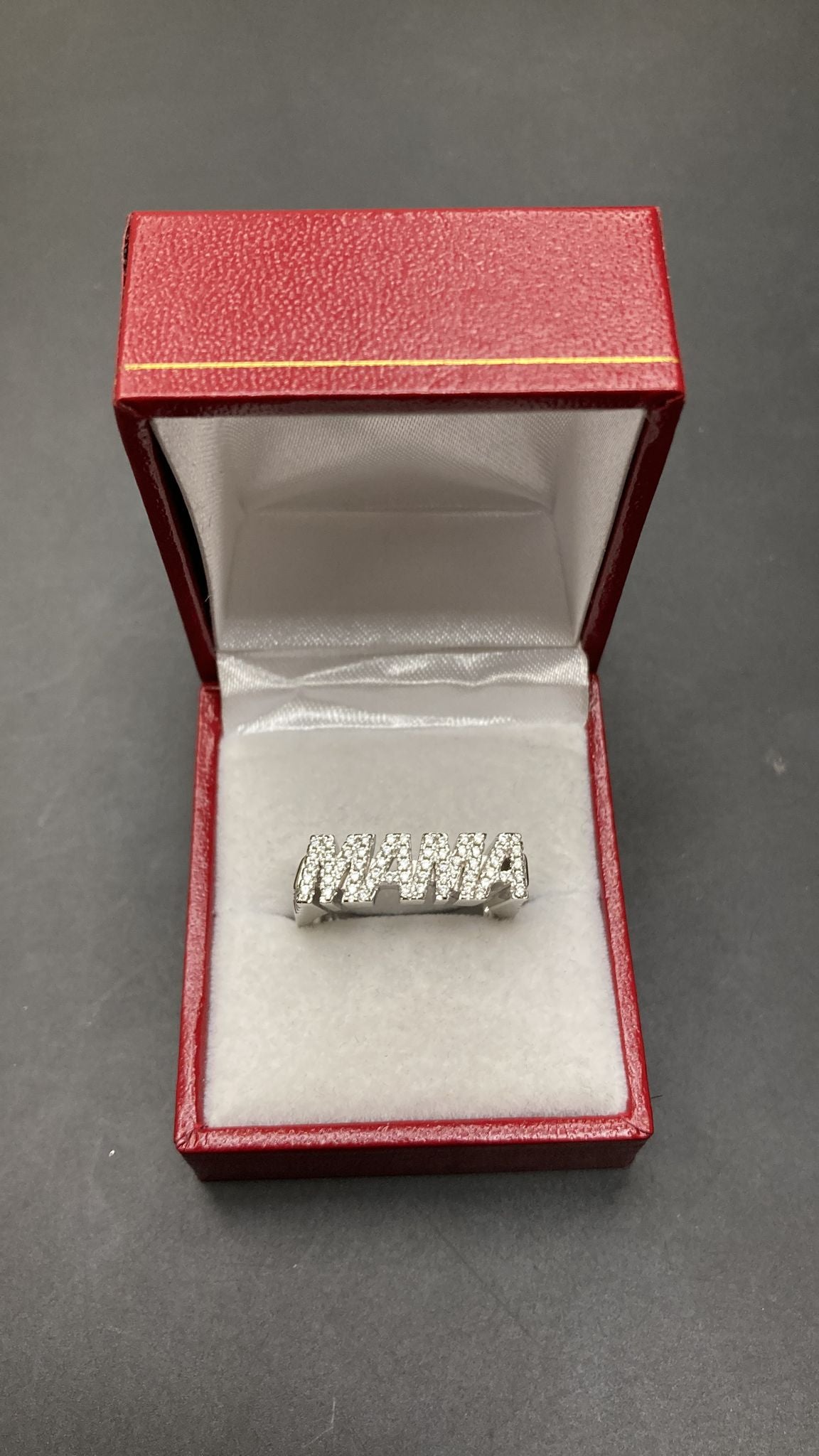 Sterling Silver Mama Ring CZ Stone RCZ3363