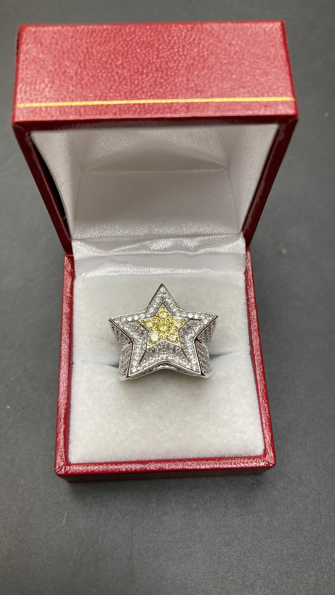 Sterling Silver Star Ring CZ Stone RCZ3372