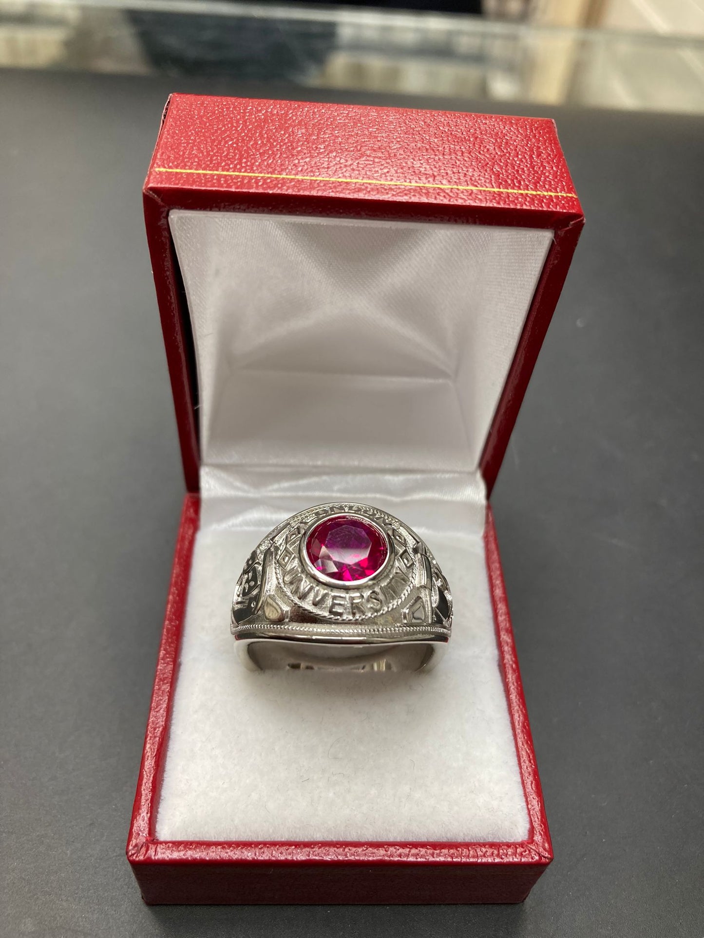 Sterling Silver College Ring CZ Stone RCZ3386