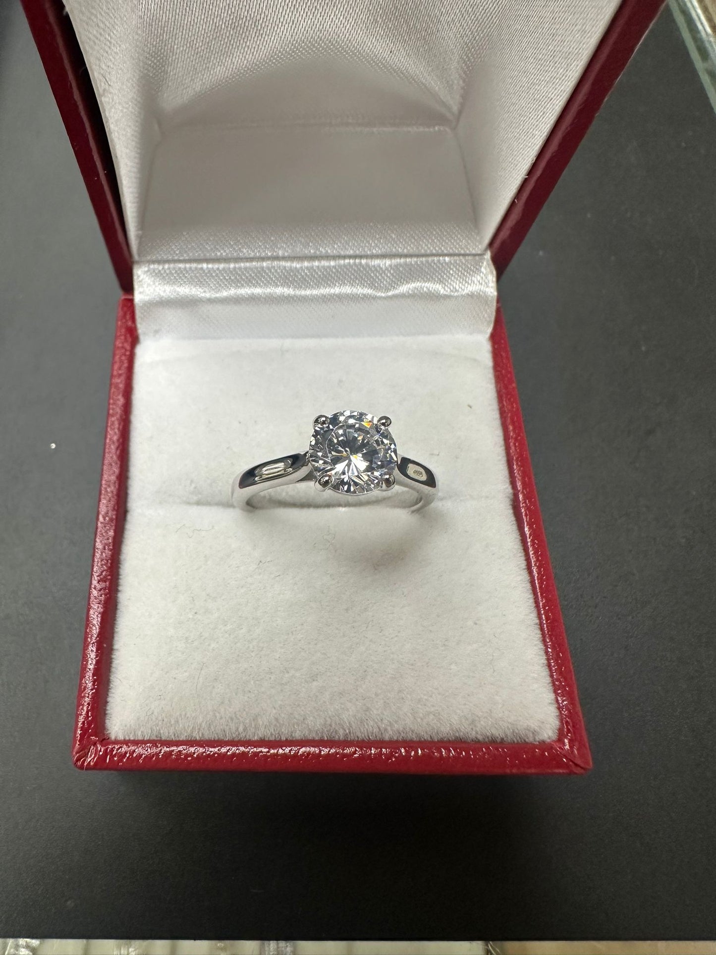 Sterling Silver Ring Round CZ Stone RCZ9536 6.5mm