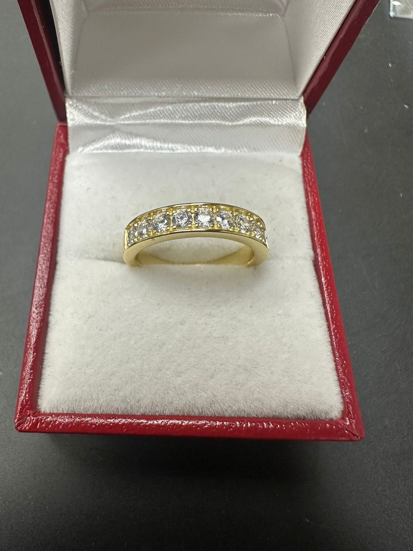 Sterling Silver Ring Gold Plated CZ Stone RCZ9968