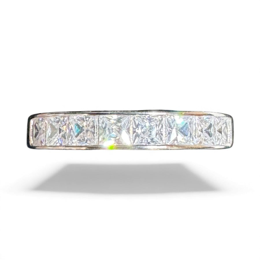 Sterling Silver Half Eternity Ring 3.5 mm Channel Set Princess Cut CZ Stone RCZ9976