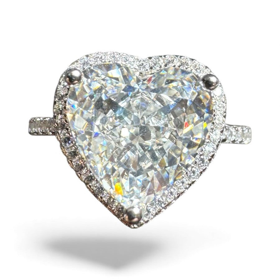 Sterling Silver Ring Heart Shape CZ Stone RCZA807