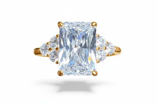 Sterling Silver Octagonal Rectangle Ring CZ Stone RCZD518