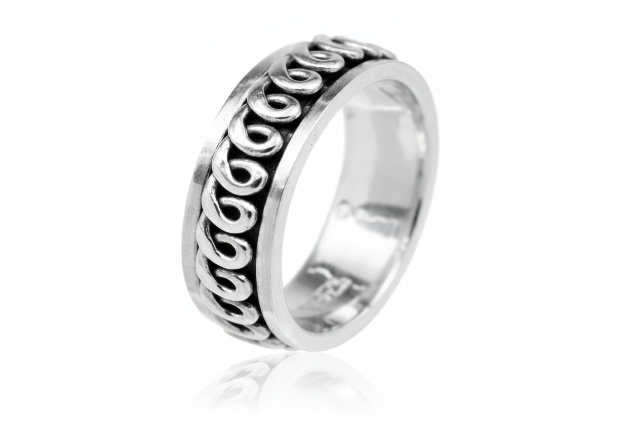 Sterling Silver Plain Spinner Wave Ring TQ020900002, 6 mm design showcasing plain sterling silver spinner wave ring.