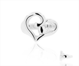 Sterling Silver glossy heart ring showing a beautiful design with a polished finish.