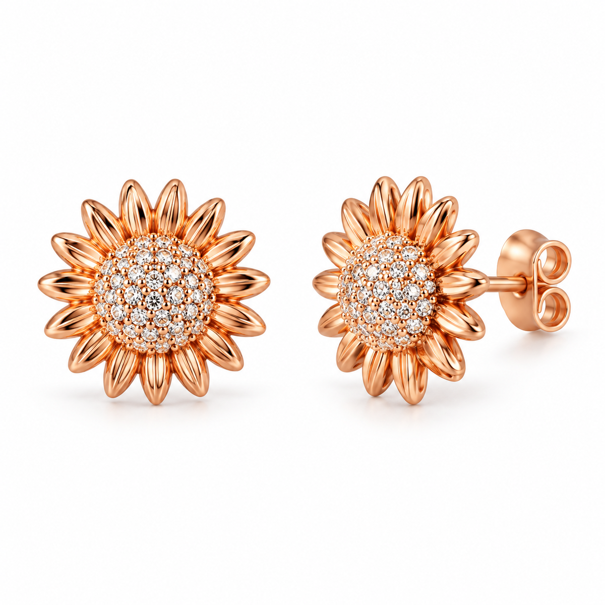 Sterling Silver Rose Gold Stud Earring ECZ247667