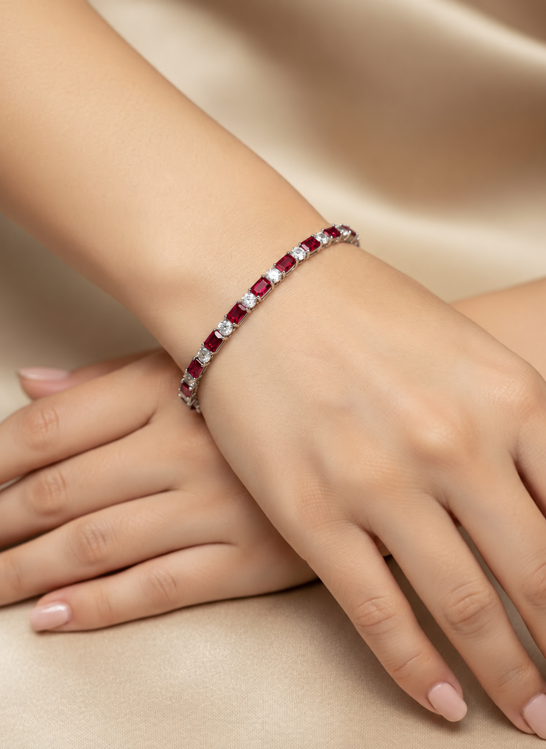 Sterling Silver Bracelet 7.5" CZ Stone BCZ3301