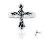 Sterling Silver Cross Ring TQ021620380 with intricate design, 23 MM, showcasing the sterling silver cross ring.