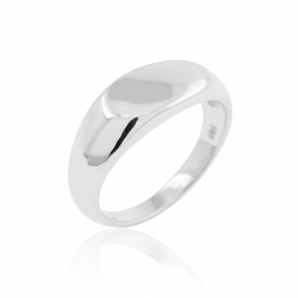 8mm sterling silver signet ring, showcasing a polished and sleek design.