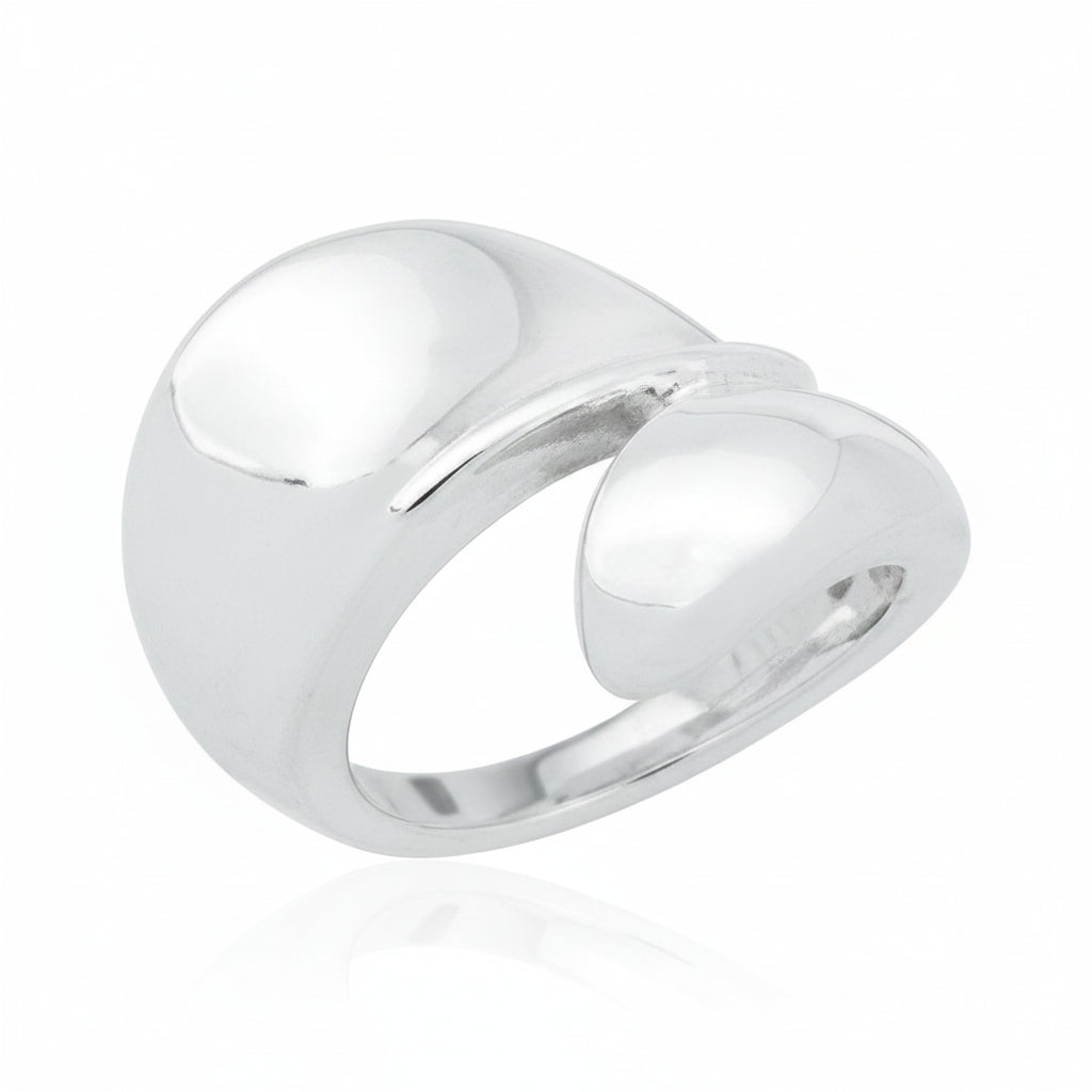 Chunky sterling silver open ring featuring a smooth domed design, perfect for stylish everyday wear.