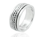 Sterling Silver Spinner Ring TQ230900022 featuring braided design, 6 mm width, perfect for stylish jewelry lovers.