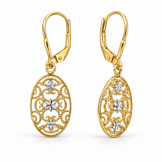 Sterling Silver Filigree Drop Earring ECZ186469