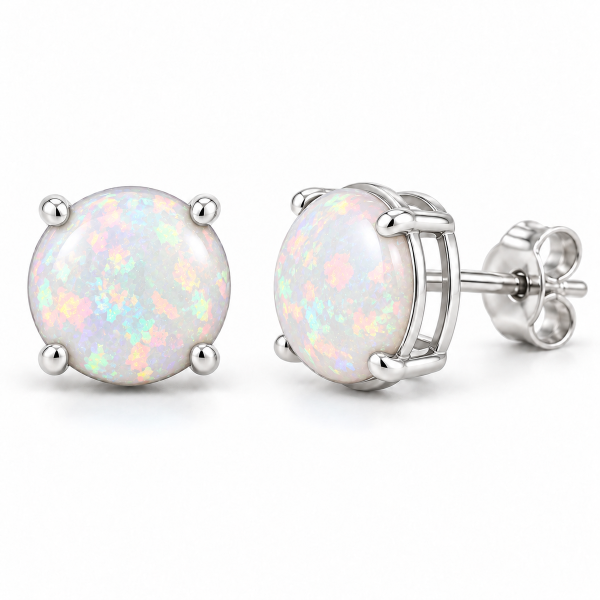Sterling Silver Opal Stud Earring ECZ40074