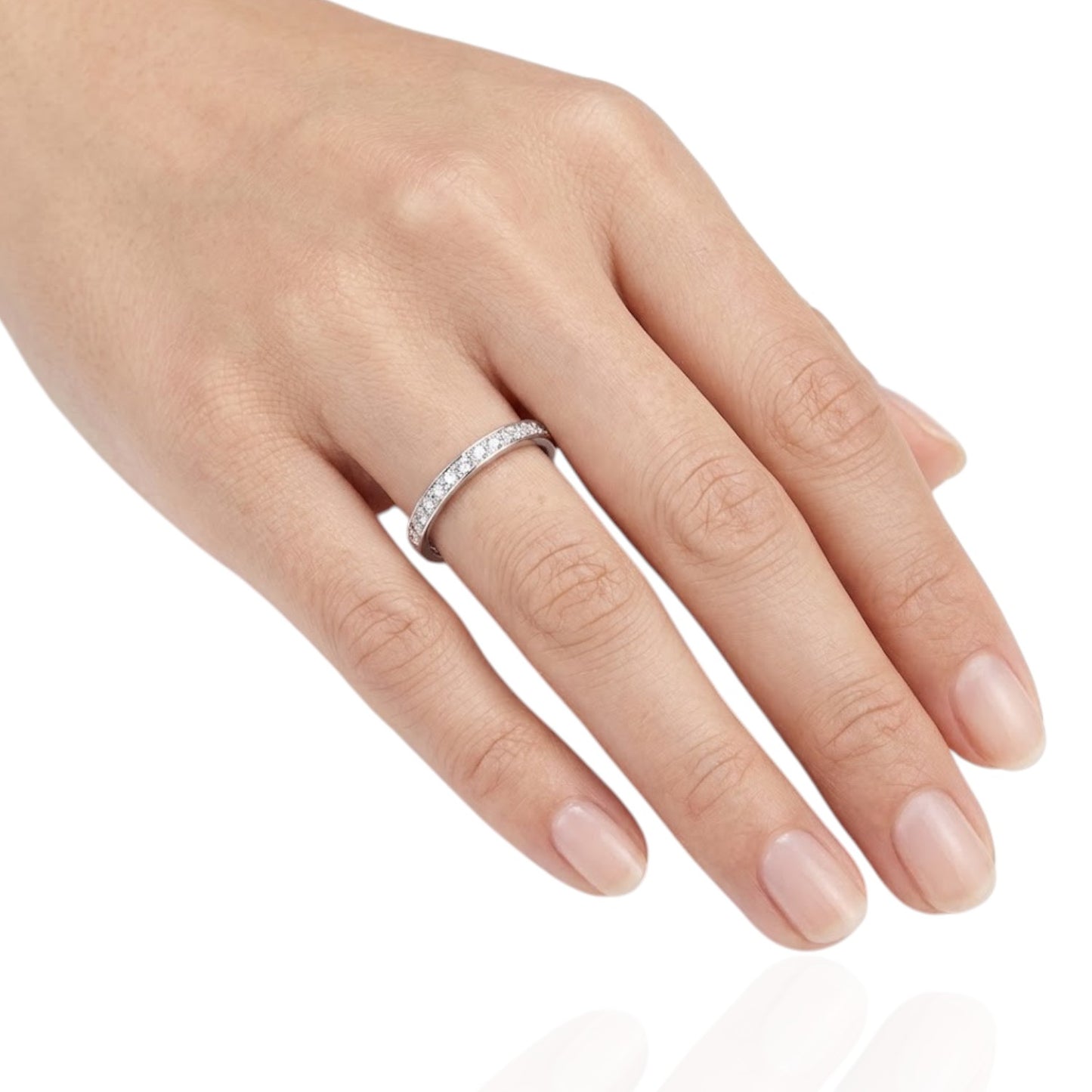 Sterling Silver Half Eternity Ring 1.5 mm Bread Bright Set Round CZ Stone RCZ0380801