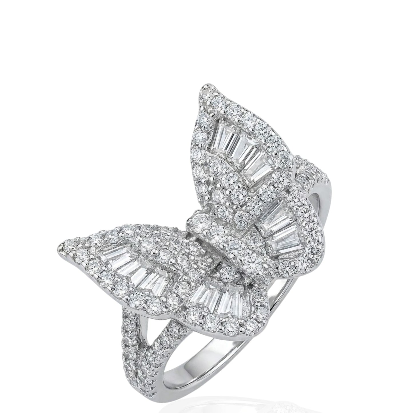 Sterling Silver Butterfly Ring CZ Stone RCZ10066