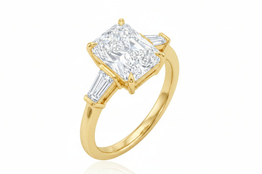 Sterling Silver Ring Radiant & Baguette CZ Stone RCZ2329