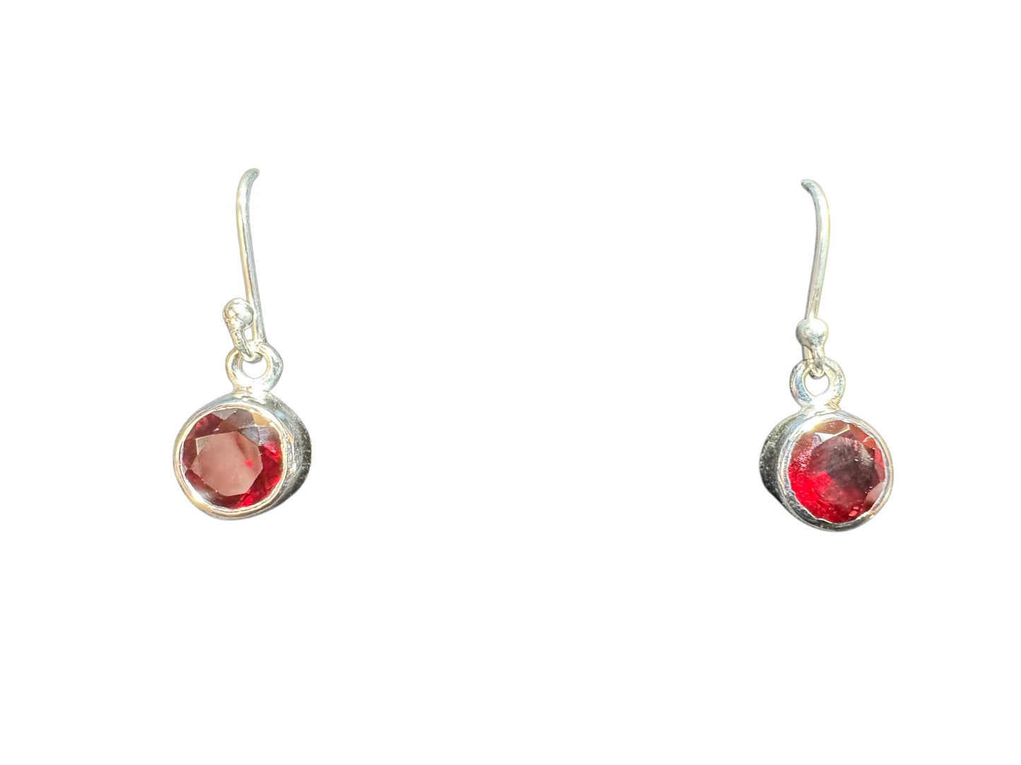 Sterling Silver Round Earring Garnet Stone MPCZ3346