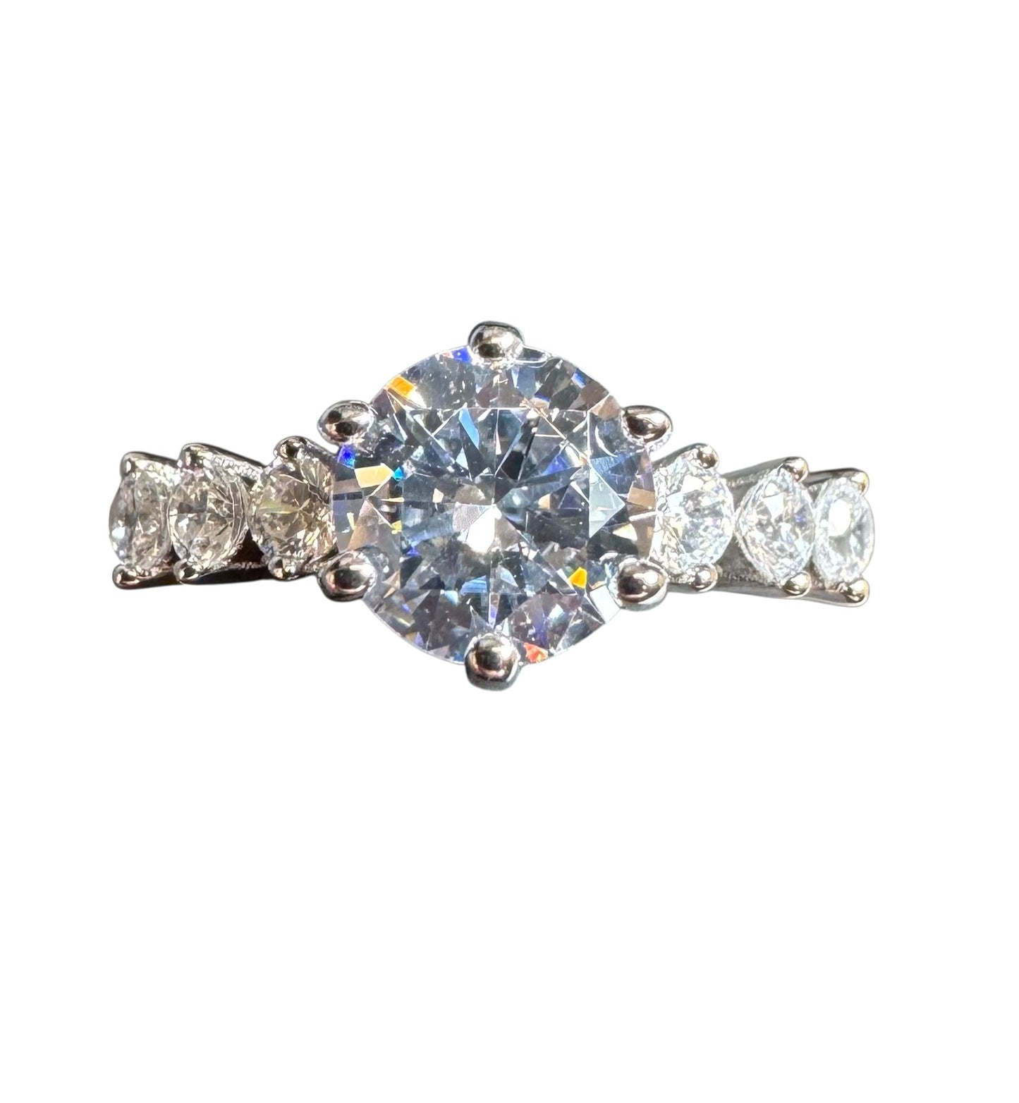 Sterling Silver Ring Round CZ Stone RCZ8141Y