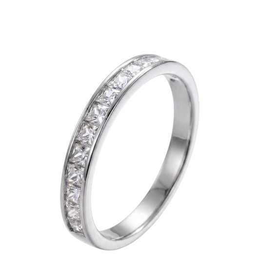 Sterling Silver Half Eternity Ring 2 mm Channel Set Princess Cut CZ Stone RCZ0381401