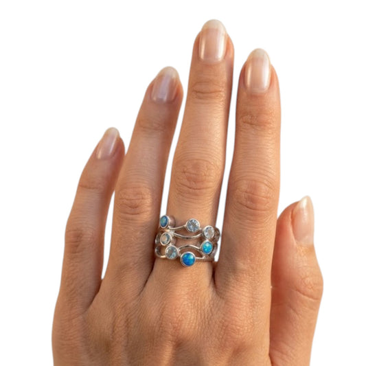 Sterling Silver Blue Opal Ring RCZ0559601
