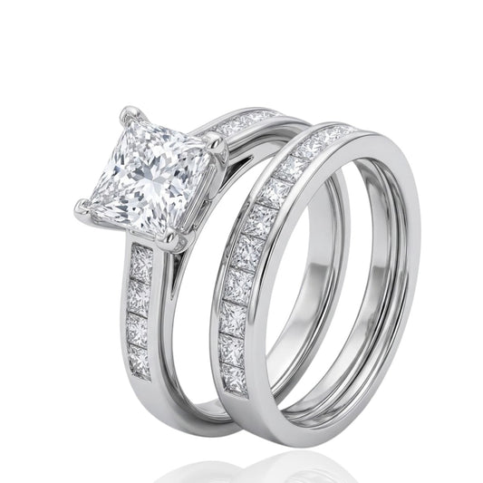 Sterling Silver Double Set Ring CZ Stone RCZ8135