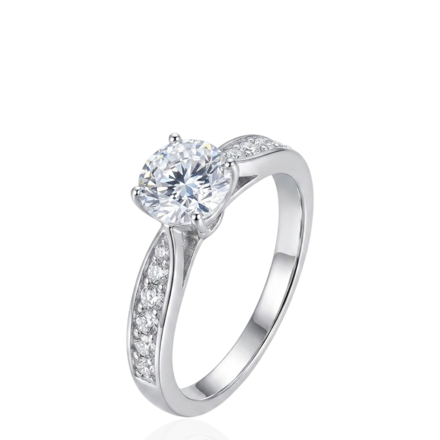 Sterling Silver Ring Round CZ Stone RCZ9513