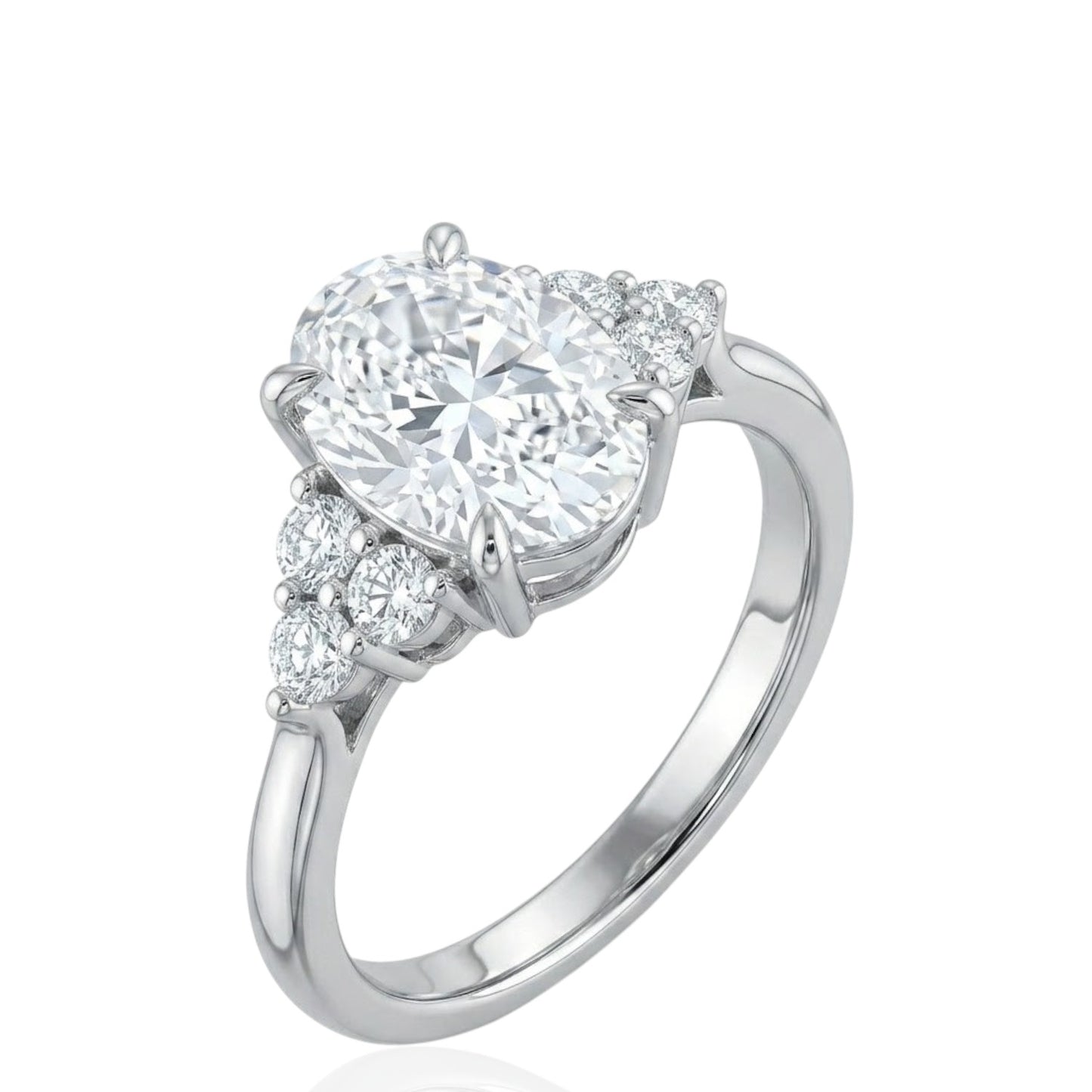 Sterling Silver Oval Ring CZ Stone RCZ2320