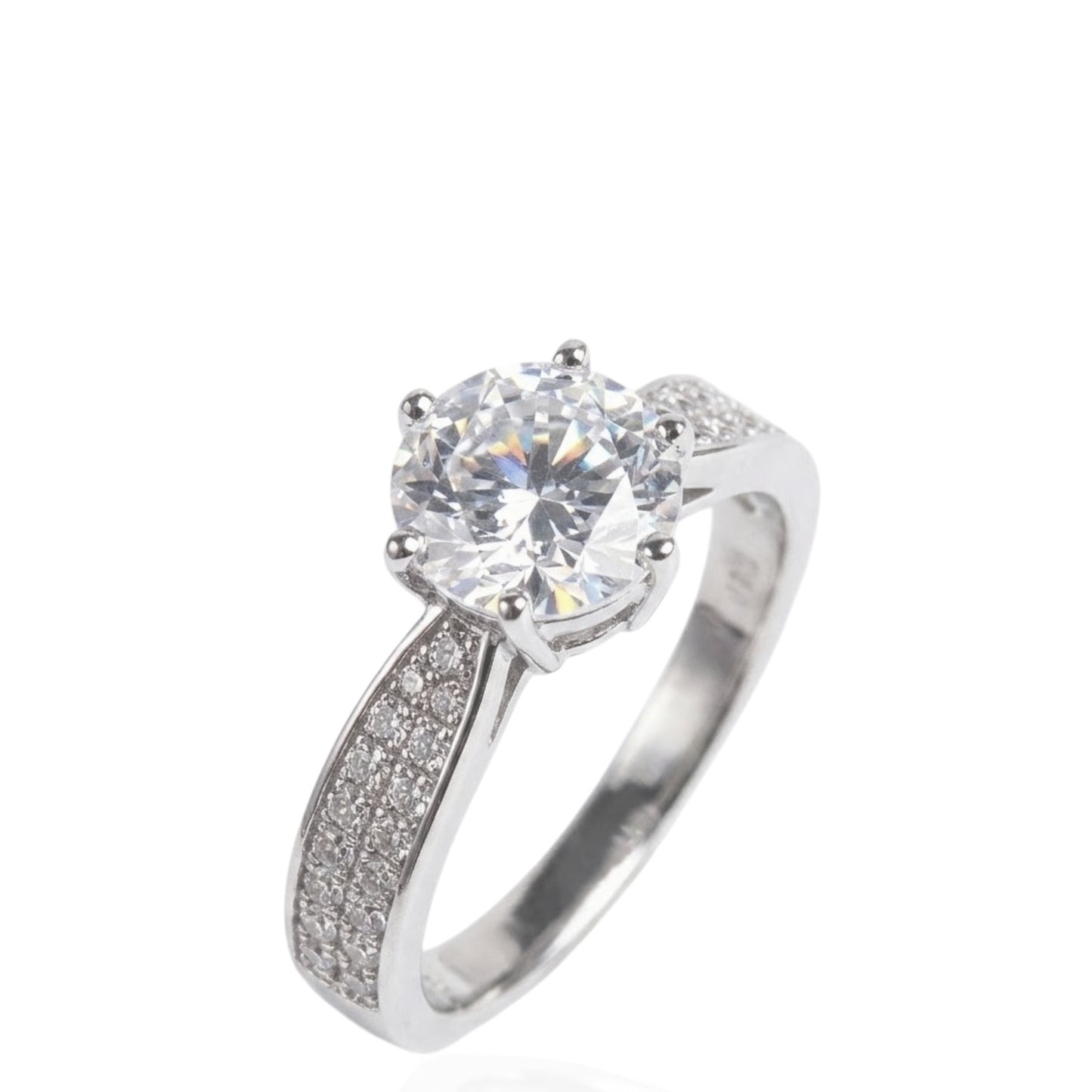 Sterling Silver Ring Round CZ Stone RCZ8111