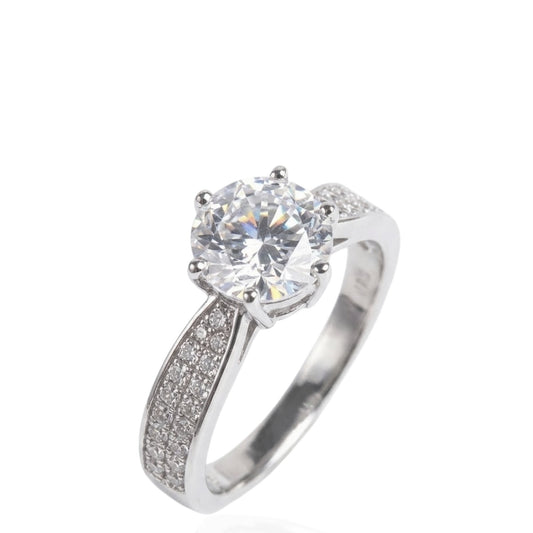Sterling Silver Ring Round CZ Stone RCZ8111