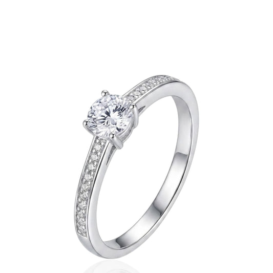 Sterling Silver Ring Round CZ Stone RCZ8108