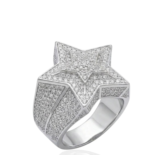 Sterling Silver Star Ring CZ Stone RCZ3370