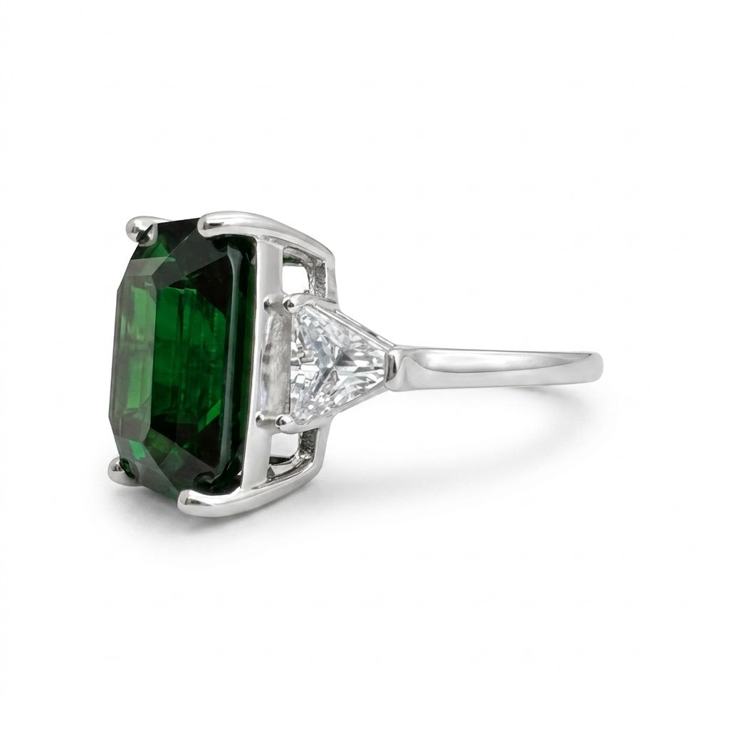 Sterling Silver Ring CZ 14x12 MM Stone RCZ2100