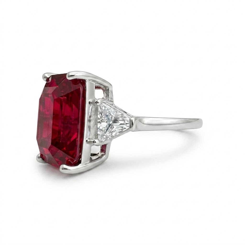 Sterling Silver Ring CZ 14x12 MM Stone RCZ2100