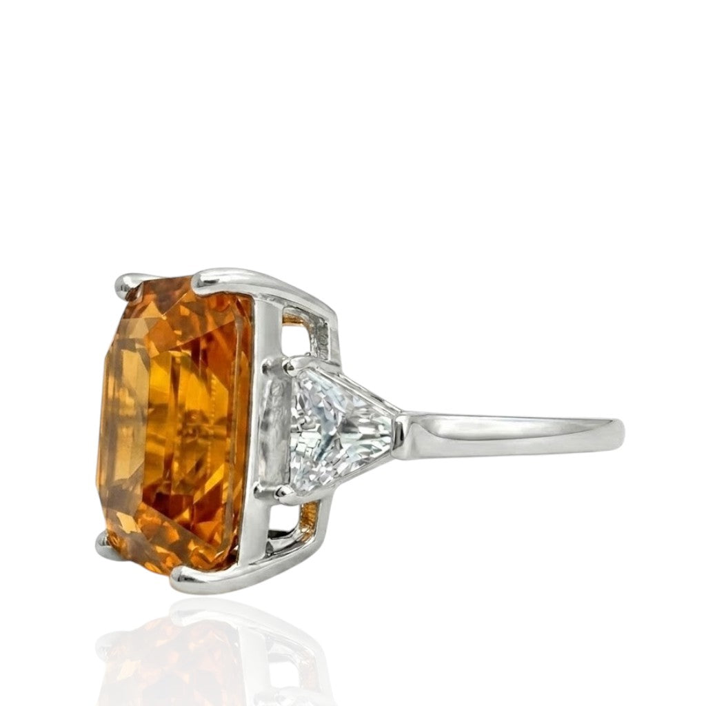 Sterling Silver Ring CZ 14x12 MM Stone RCZ2100